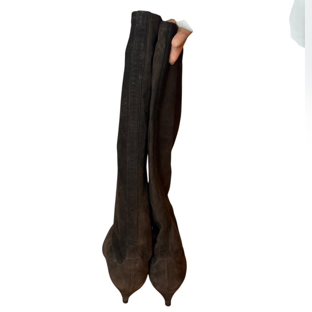 Christian Louboutin Brown Suede Pull On Heeled Boots - Picture 6 of 7